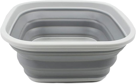 SAMMART 5.5L (1.4 Gallons) Collapsible Tub - Foldable Dish Tub - Portable Washing Basin - Space Saving Plastic Washtub (Grey)