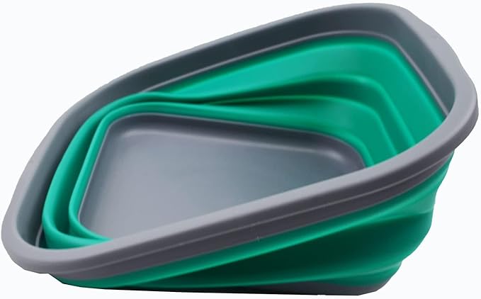 SAMMART 5.5L (1.4 Gallons) Collapsible Tub - Foldable Dish Tub - Portable Washing Basin - Space Saving Plastic Washtub (Dark Grey/Bluish-Green, 1)