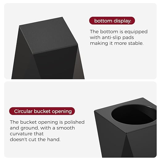 10L/2.6GAL Modern Open top Garbage can,Cream Bathroom tarsh can,Small Gold Wastebasket for Bathroom,Bedroom,Office,Living Room,Hotel (Black)