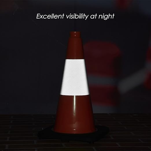 Fluorescent Orange/Green PVC Traffic Cones, Heavy Black Base Parking Lot Cone Structurally Stable Weatherproof Road Construction Safety Cones (8, Orange, 18" Medium)