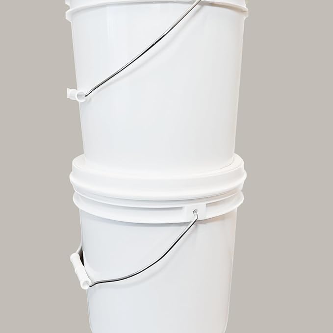 House Naturals 2 Gallon Bucket with Screw on Lid - Pack of 3 Made in USA Containers (White Buckets with White Lids)