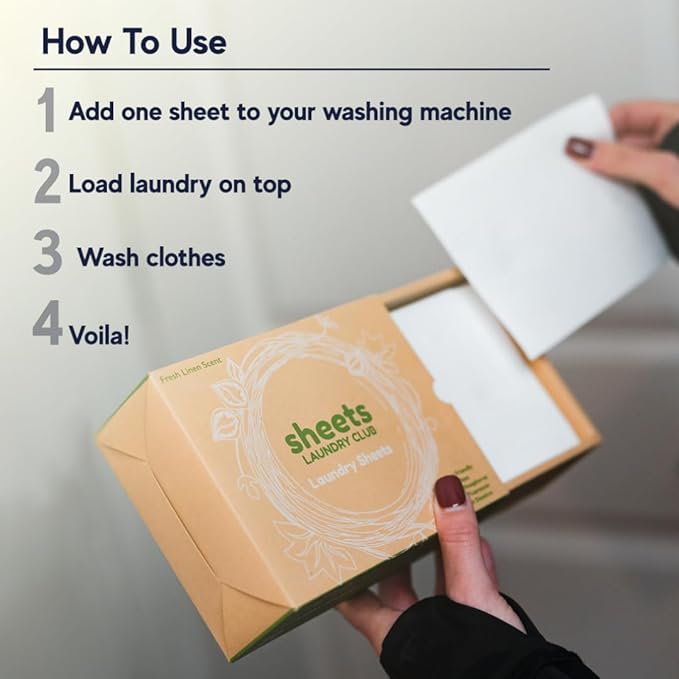 Sheets Laundry Club Laundry Detergent Sheets, 400 Loads - Fresh Linen Scent, Eco-Friendly, Quick-Dissolving Formula, Hypoallergenic, Septic Safe, Plastic-Free Packaging - 200 Sheets