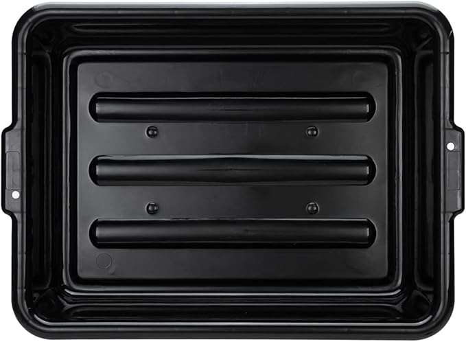 Restaurantware TUB ONLY: RW Clean 21.25 Inch x 15.7 Inch Bus Tubs 12 Regular Bus Boxes - Lids Sold Separately With Handles Black Plastic Restaurant Tubs Heavy-Duty For Kitchen Organization