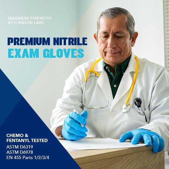 Sky Blue 5 Mil Nitrile Exam Gloves Disposable Latex Free | Medical Rubber Gloves for Doctors, EMT, First Aid Kit, Food Service & Cleaning | Bulk Nitrile for Mechanics (100 CT) - XX-Large