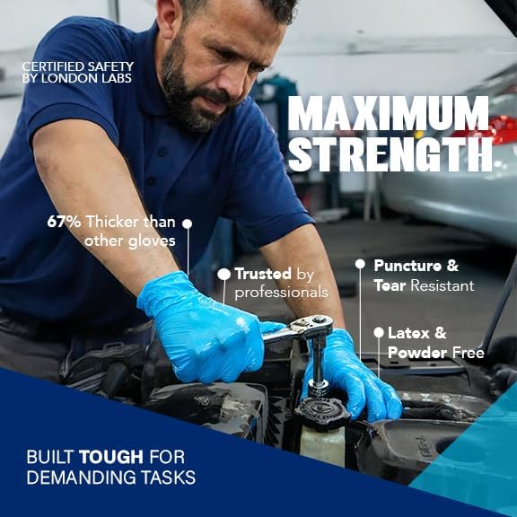 Sky Blue 5 Mil Nitrile Exam Gloves Disposable Latex Free | Medical Rubber Gloves for Doctors, EMT, First Aid Kit, Food Service & Cleaning | Bulk Case of (1000 CT)