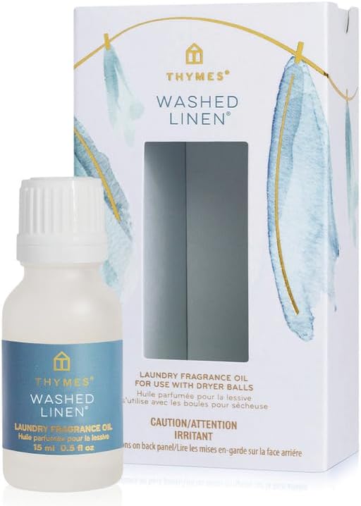Thymes Washed Linen Laundry Fragrance Oil for Dryer – Scented Laundry Supplies (0.5 fl oz)