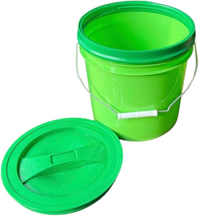 House Naturals 2 Gallon Food Grade - BPA Free Made in USA Buckets Lime Color pails with Screw On Gasket Lids (1, Lime - Green lids)