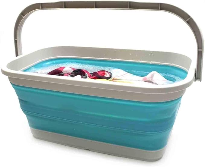 SAMMART Set of 2-11.6L (3.06 Gallon) Collapsible Rectangular Handy Basket/Bucket (Bright Blue, 2)