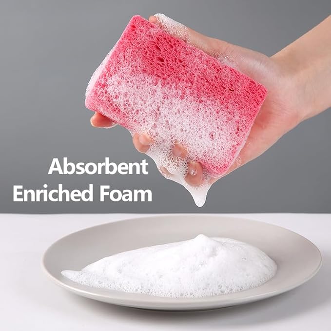 36 - Pack Non-Scratch Scrub Sponges - Sponges for Dishes and Washing Dishes, Cleaning Sponges for Kitchen Home and More（Pink）