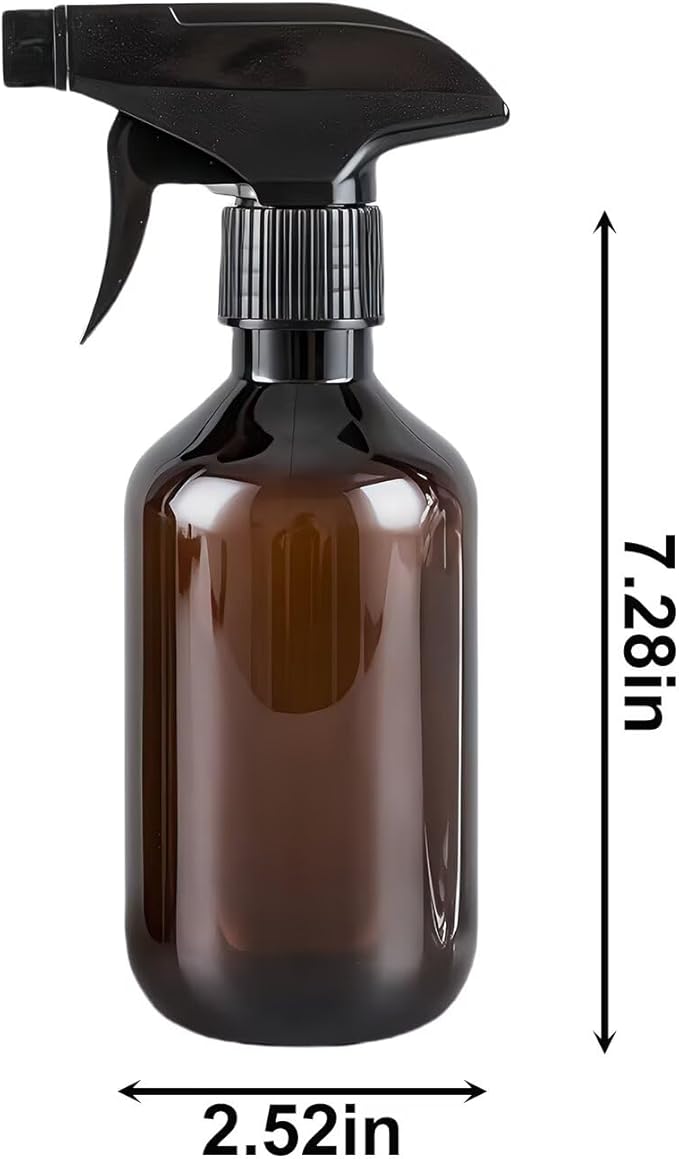 2 PCS Plastic Spray Bottles Set, 10oz/300ml Clear and Brown Refillable Container Empty Spray Bottle with Adjustable Head Sprayer and Stream for Cleaning Hair, Pet, Products, Plants