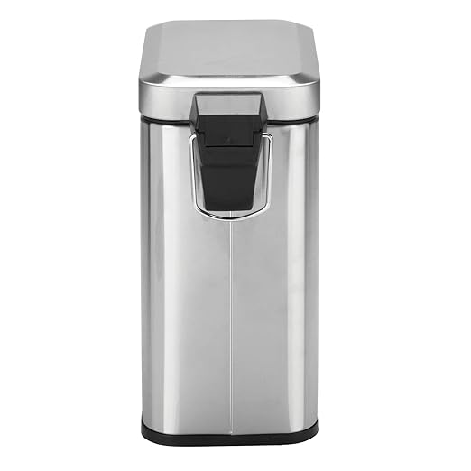 mDesign Rectangular Step-Open Wastebasket Trash Can - Brushed Stainless Steel