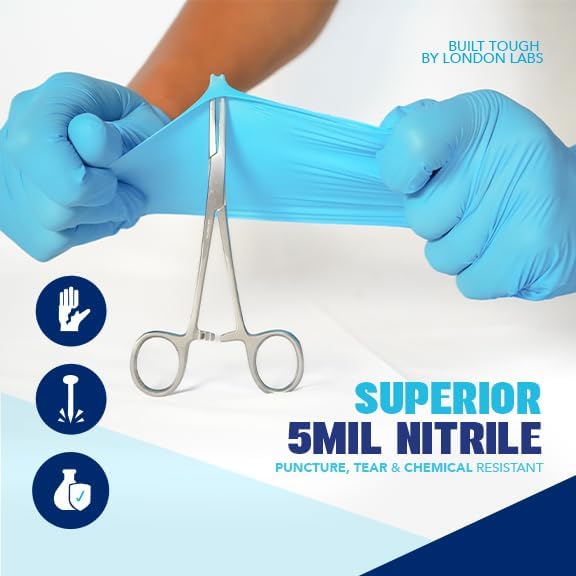 Sky Blue 5 Mil Nitrile Exam Gloves Disposable Latex Free | Medical Rubber Gloves for Doctors, EMT, First Aid Kit, Food Service & Cleaning | Bulk Case of (1000 CT)