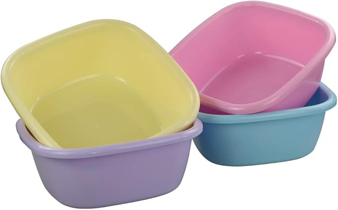 4-pack 12 Quart Colored Wash Basin Dish Pan Wash Tub