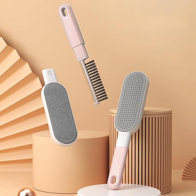 Multi-Function Travel Size Lint Brush for Clothes - Efficient Lint Remover & Pet Hair Collector for Dogs & Cats (Pink)
