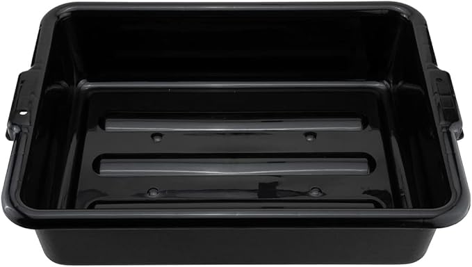 Restaurantware TUB ONLY: RW Clean 21.25 Inch x 15.7 Inch Bus Tubs 12 Regular Bus Boxes - Lids Sold Separately With Handles Black Plastic Restaurant Tubs Heavy-Duty For Kitchen Organization