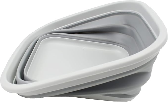 SAMMART 5.5L (1.4 Gallons) Collapsible Tub - Foldable Dish Tub - Portable Washing Basin - Space Saving Plastic Washtub (Grey)