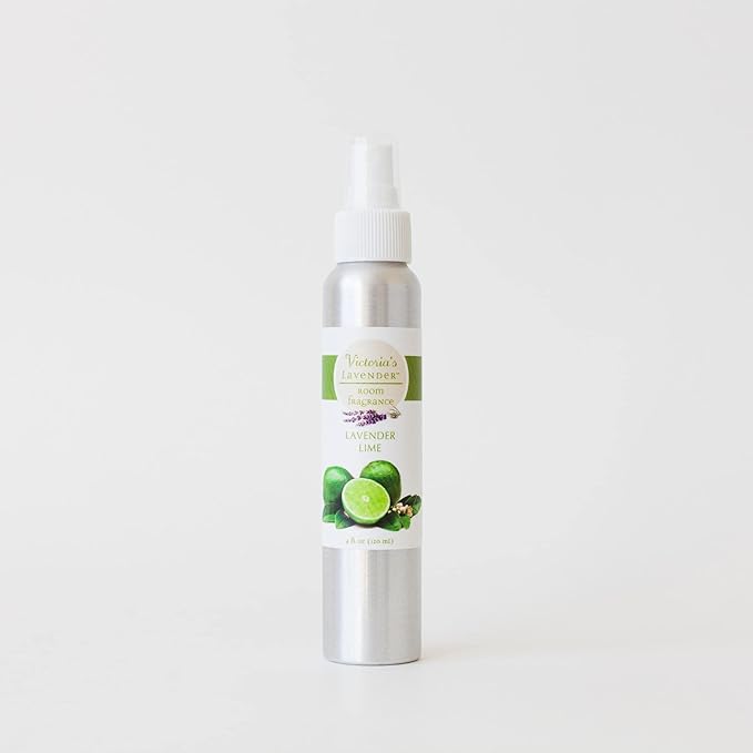 Victoria's Lavender Lime All-Natural Home Atmosphere Spray, Made in the USA, Essential Oil Concentrated Air Freshener, Bathroom Odor Eliminator, Luxury Room Spray, 4 oz