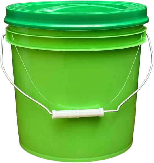 House Naturals 2 Gallon Food Grade - BPA Free Made in USA Buckets Lime Color pails with Screw On Gasket Lids (1, Lime - Green lids)