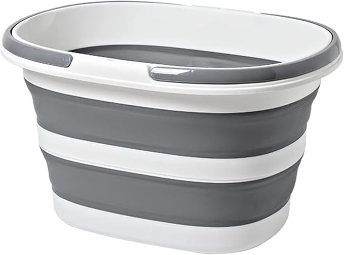 Large Collapsible Bucket 4.2 Gallon (16L) for House Cleaning, Camping, and More - Space Saving, Multiuse Water Bucket for Cleaning Mop - Lightweight and Portable (Grey-1)