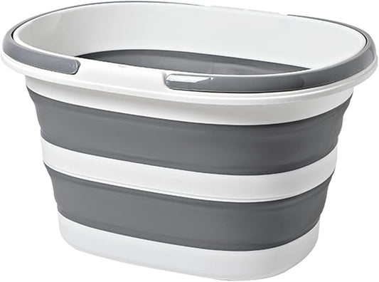 Large Collapsible Bucket 4.2 Gallon (16L) for House Cleaning, Camping, and More - Space Saving, Multiuse Water Bucket for Cleaning Mop - Lightweight and Portable (Grey-1)