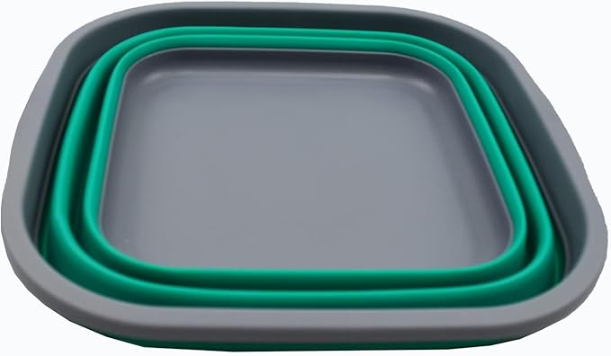 SAMMART 5.5L (1.4 Gallons) Collapsible Tub - Foldable Dish Tub - Portable Washing Basin - Space Saving Plastic Washtub (Dark Grey/Bluish-Green, 1)