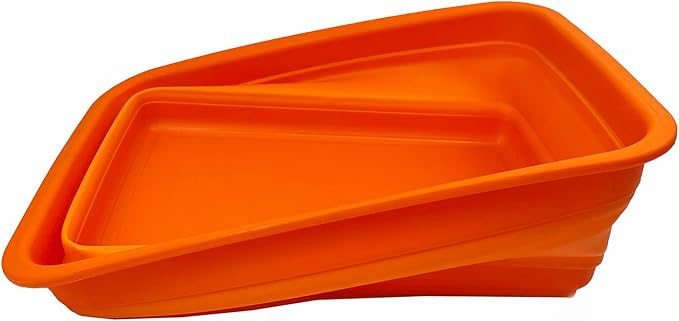 SAMMART 8L (2.1 Gallon) Set of 2 Collapsible Tub - Foldable Dish Tub - Portable Washing Basin - Space Saving Plastic Washtub (Orange)