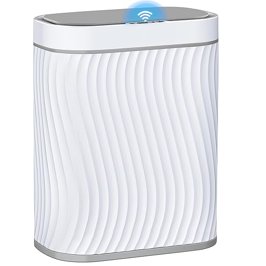 Bathroom Trash can with Automatic Touchless Lid, 2.6 Gallon Motion Sensor Small Garbage Can, Slim Waterproof Smart Trash Bin for Bedroom, Office, Living Room