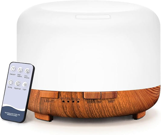 Diffuser, YIKUBEE Essential Oil Diffuser, 500ml Humidifier, Diffusers for Home, Aromatherapy Diffuser with Remote Control, Diffusers for Essential Oils Large Room
