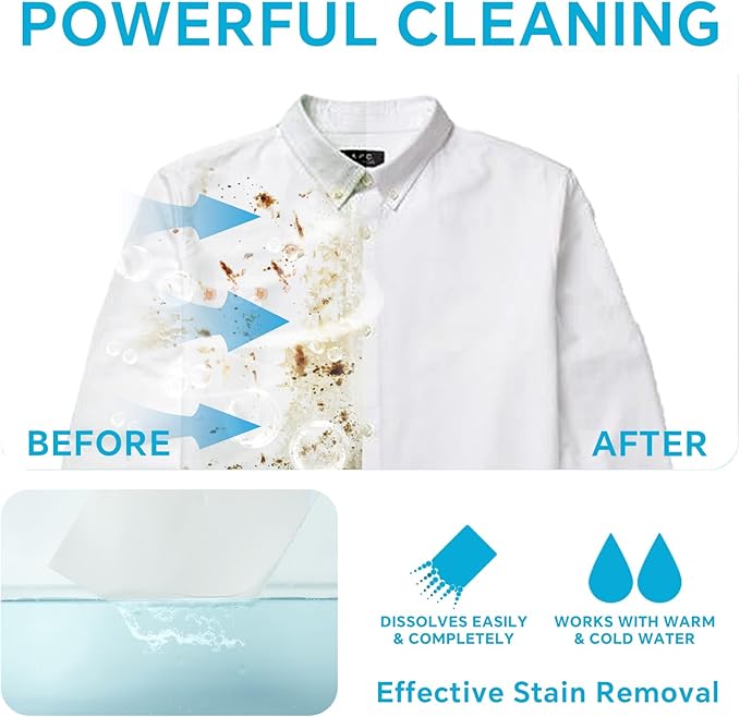 Laundry Detergent Sheets Fragrance Free, Eco-Friendly, Powerful Cleaning, Up to 160 Loads (80 Sheets), Hypoallergenic Laundry Soap Sheet for Travel and Home Washing