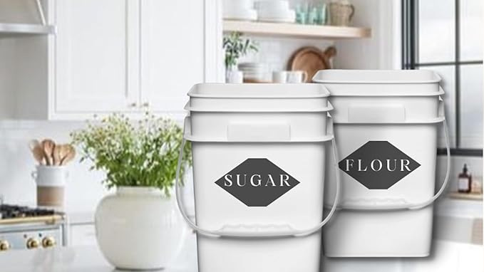 House Naturals 4 Gallon Square Food Grade Bucket Pail with Lid (Pack of 4) Made in USA containers