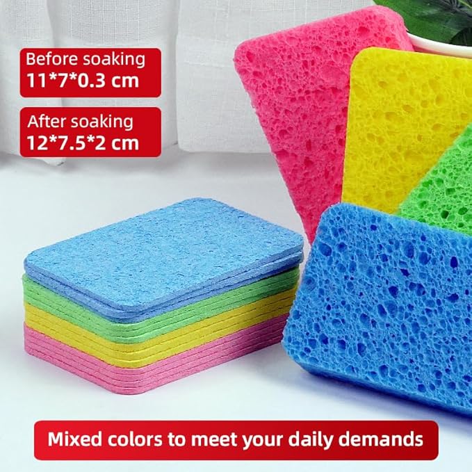 24 - Pack Non-Scratch Scrub Sponges - Sponges for Dishes and Washing Dishes, Cleaning Sponges for Kitchen Home and More（Mixted）