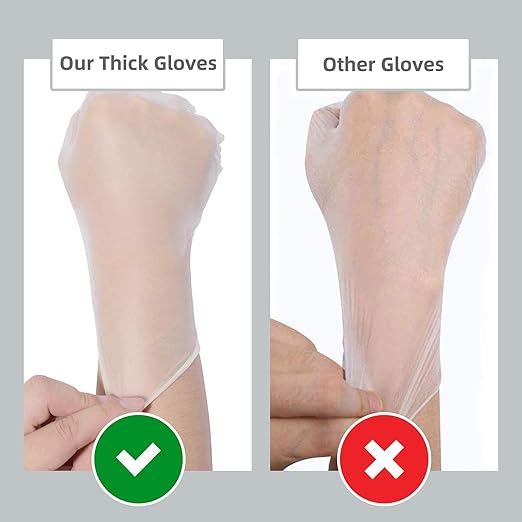 Disposable Medical Clear Vinyl Exam Gloves Industrial Gloves - Latex-Free & Powder-Free100PCS - Large