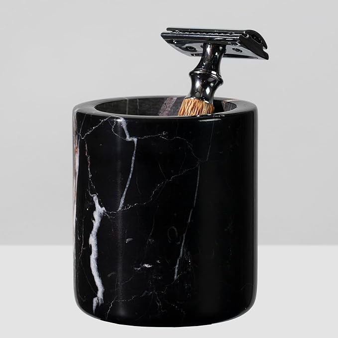 Elegant Black Marble Bath Essentials - Elevate Your Bathroom with Luxurious, Timeless Design,Marble Bath Accessories, Craftsmanship (Toothbrush Holder)