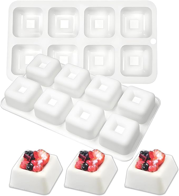 Chocolate Square Silicone Molds for Baking, Savarin Pan Mousse Cupcake 2 Packs with 16-Cavity 1.7" x 1.7" x 0.9" for Mini Cheesecakes Candy Desserts