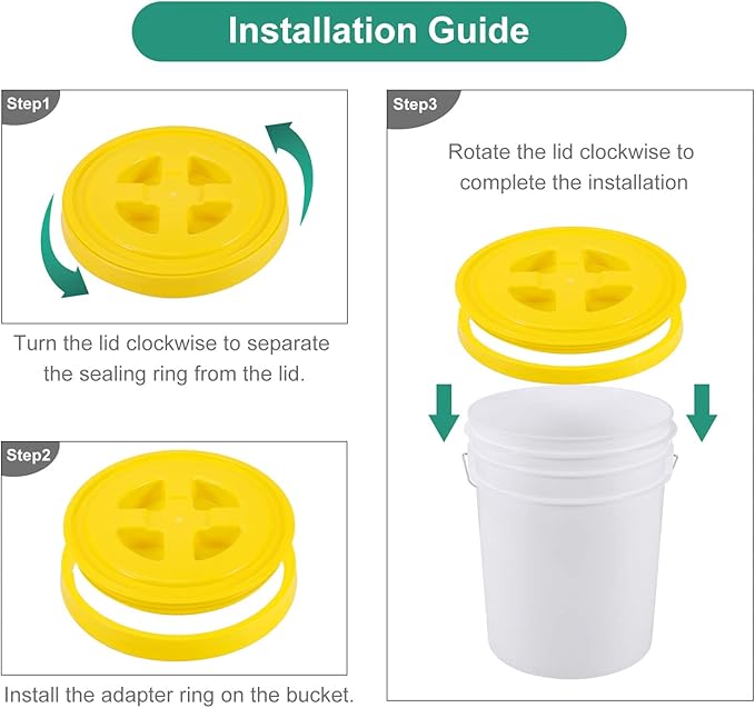 4 Pieces 5 Gallon Bucket Lid with Bucket Lid Opener,Plastic Storage Bucket Leak-Proof Screw Seal Lids,Pet Food Storage Container Lid for Home Paint Storage Buckets