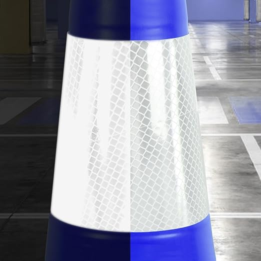 Fluorescent Orange/Green PVC Traffic Cones, Heavy Black Base Parking Lot Cone Structurally Stable Weatherproof Road Construction Safety Cones (8, Blue, 28" Large)