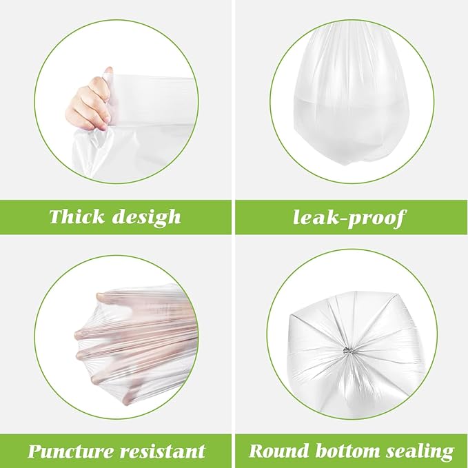 13 Gallon 60 Counts Strong Tall Kitchen Trash Bags Garbage Bags by Teivio,Bathroom Trash Can Bin Liners, Plastic Trash Bags for home office kitchen (Clear)
