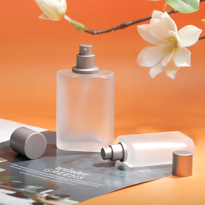 100ml/3.4 Oz Frosted Glass Spray Bottle Perfume Atomizer,Refillable Perfume Spray Bottle Perfume Bottles Empty with 3 Kinds of Perfume Dispenser (Frosted Glass 100ml)