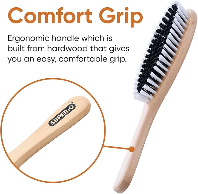 Clothes Brush Garment Brush Sturdy Bristles, Garment Lint Remover, Wool Suits, Lint Brush, Pet Hair Removel, Suede, Dust, Hat Brush Durable Wood Handle, 3 Pack by Superio