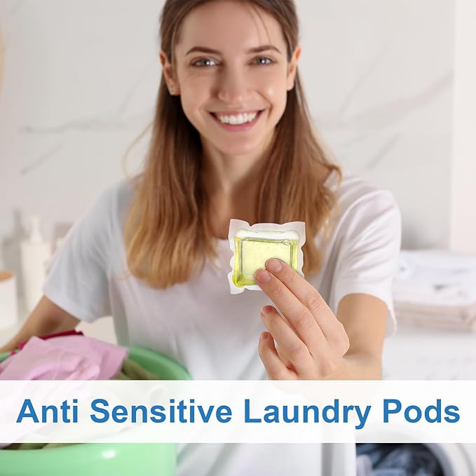 400 Pcs Laundry Detergent Soap Pods Bulk Anti Sensitive Laundry Pods Scented Washing Machine Pacs Packs with Clear Container Stain and Odor Removal, Ultra Concentrated,Plant Ingredient