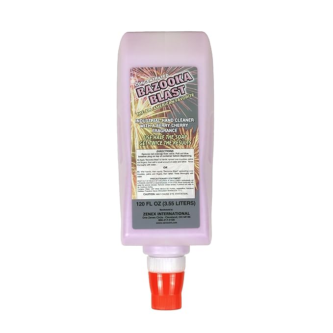 Zenex Bazooka Blast Hand Soap - Industrial Hand Cleaner | Heavy-Duty Shop Soap | Pumice-Powered Grease & Grime Remover | Berry Cherry Scent | Moisturizing | 3.55 L (1 Count)