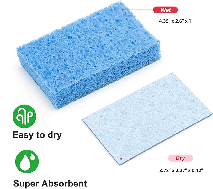 12 - Pack Non-Scratch Scrub Sponges - Sponges for Dishes and Washing Dishes, Cleaning Sponges for Kitchen Home Bathroom Cars, Funny Cut-Outs DIY for Kids (Blue)