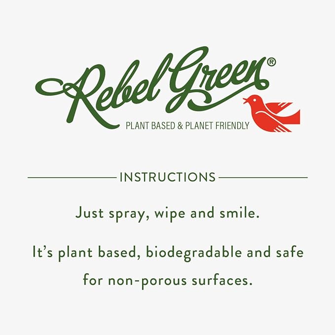 Rebel Green Natural All-Purpose Cleaning Spray - Plant-Based Multi-Surface Cleaner with Essential Oils for Kitchen, Bath, Countertops and More - Orange & Chamomile - 16 oz - 2 Pack