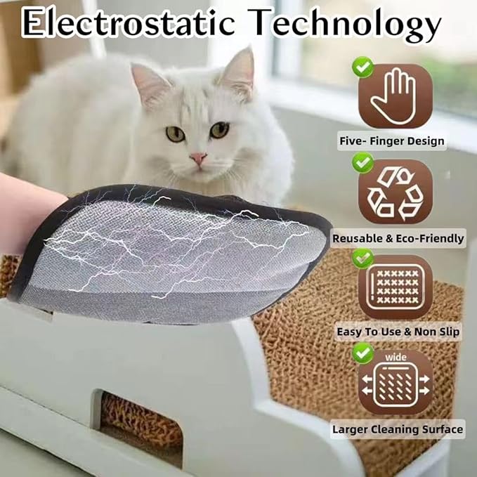 Pet Hair Removal Glove for Cats & Dogs, Reusable Five-Finger Electrostatic Pet Hair Remover Tool, Upgrated Magic Brush Pet Hair Remover for Laundry, Couch, Carpet, Car Seat,Clothing
