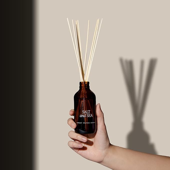 Sweet Water Decor Salt and Sea Reed Diffuser Set for Home - Sea Salt, Citrus, Musk, Amber Scented Reed Diffusers for Summer - Air Freshsner Lasts 4+ Months, Made in The USA