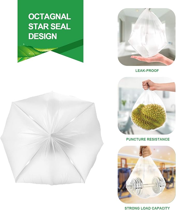 FORID Clear Small Trash Bags, 2.6 Gallon Garbage Bags, Wastebasket Bin Liners 220 Count Plastic Trash Bags for Bathroom Bedroom Office Garbage Can 10 Liters - Durable & Thick Trash Bag