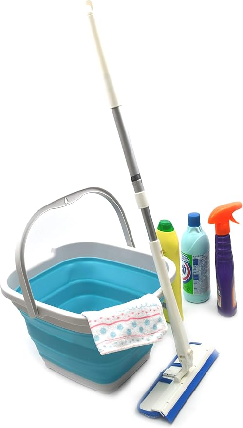 SAMMART 10L (2.6 Gallon) Collapsible Rectangular Handy Bucket (2, Grey/Bright Blue)