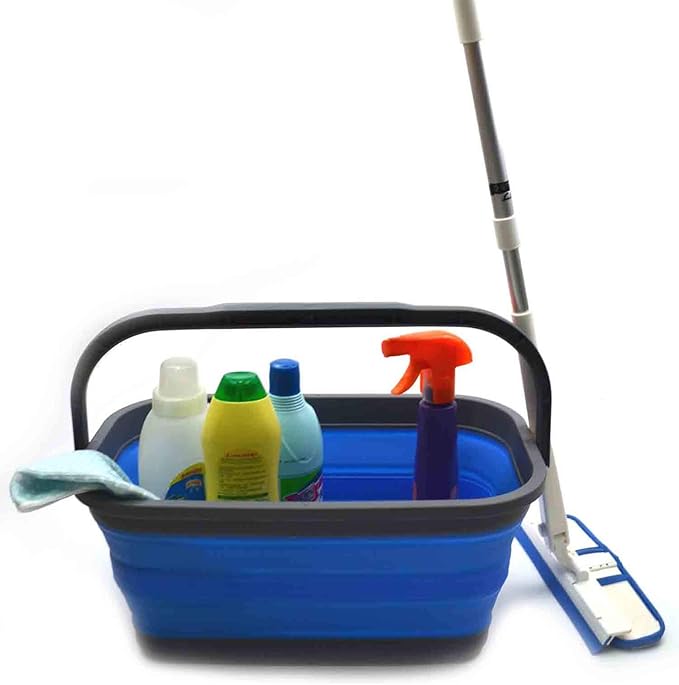 SAMMART Set of 2-11.6L (3.06 Gallon) Collapsible Rectangular Handy Basket/Bucket (Blue, 2)