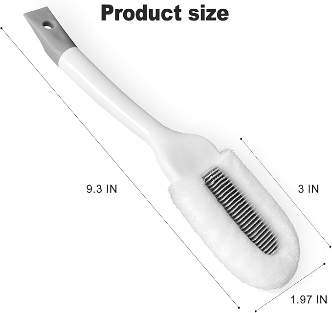 Soft Bristle Shoe Brush for Sneakers & Boots - Long Handle Ergonomic Scrubber with Hanging Hook, Gentle Cleaner for Leather, White Soles and Mesh Shoes