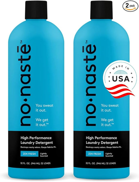 Nonaste Liquid Laundry Detergent - Zen Fresh, 32 Fl Oz (Pack of 2) - Active Wear Laundry Detergent for Workout Clothes & More - Scented, Gentle & Color Safe